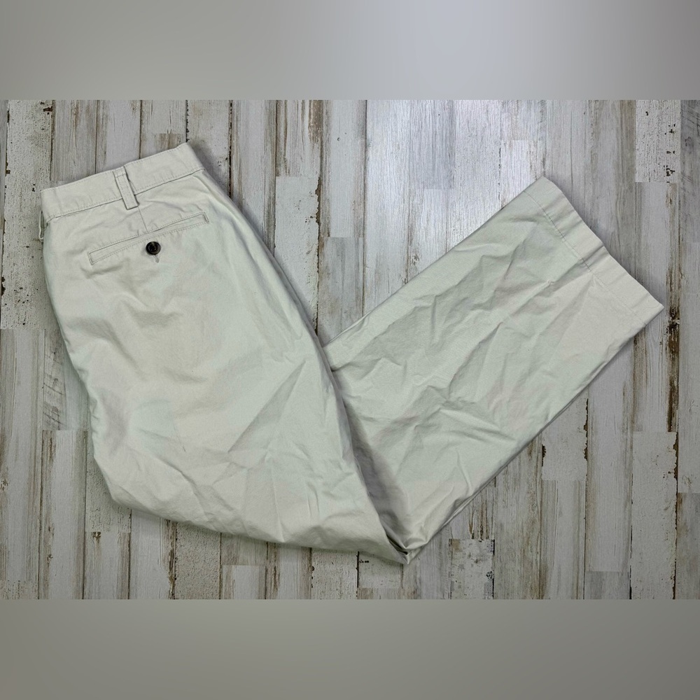 LL Bean Standard Fit Chino Pants Men's 36x30 Khaki Cream Cotton Blend